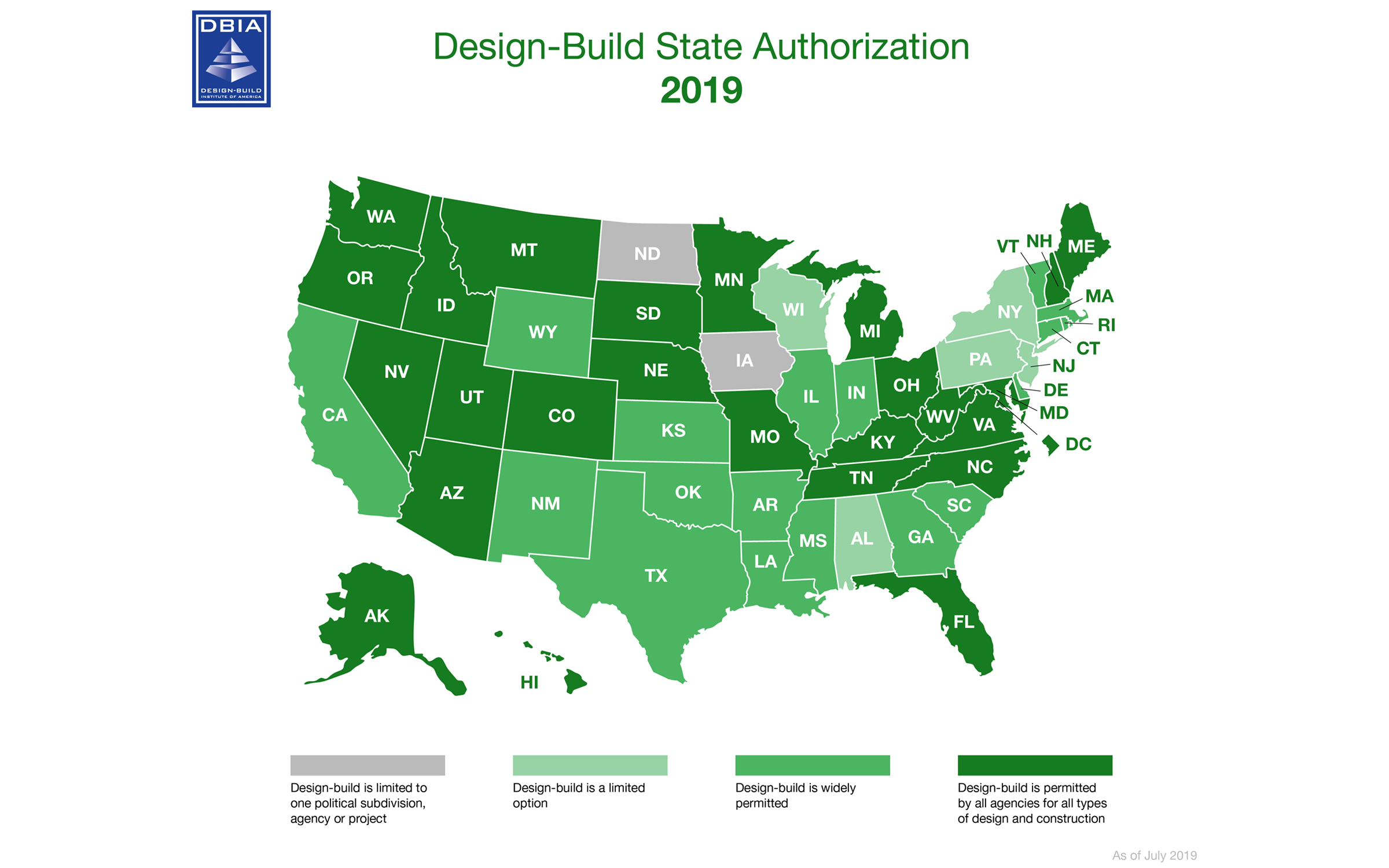 Design-Build State Authorization Map 2019
